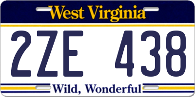 WV license plate 2ZE438