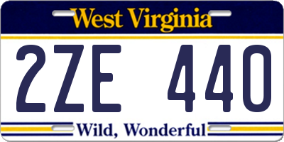 WV license plate 2ZE440