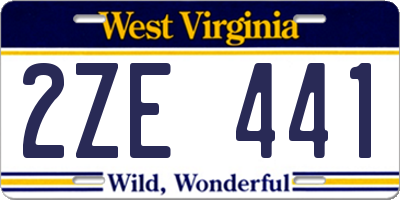 WV license plate 2ZE441