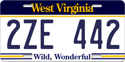 WV license plate 2ZE442
