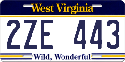 WV license plate 2ZE443