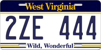 WV license plate 2ZE444