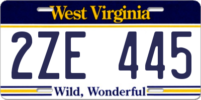 WV license plate 2ZE445