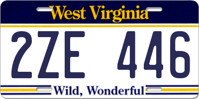 WV license plate 2ZE446