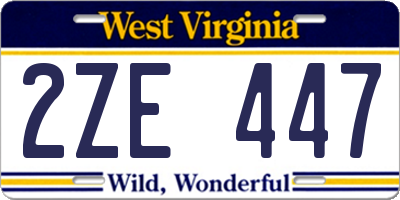 WV license plate 2ZE447