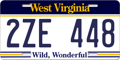 WV license plate 2ZE448