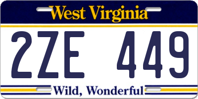WV license plate 2ZE449