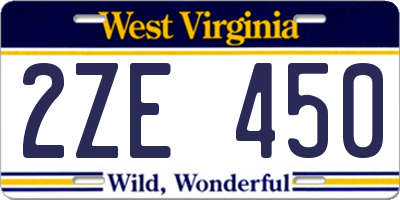 WV license plate 2ZE450