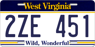 WV license plate 2ZE451