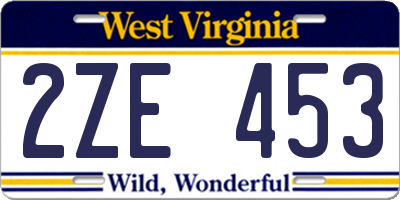 WV license plate 2ZE453