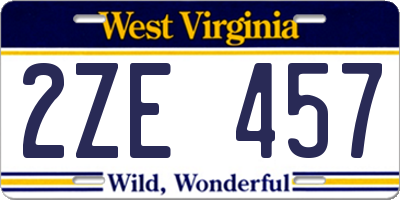 WV license plate 2ZE457