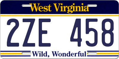 WV license plate 2ZE458
