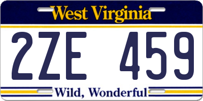WV license plate 2ZE459