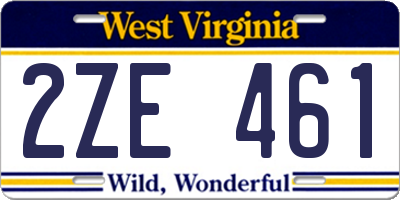WV license plate 2ZE461