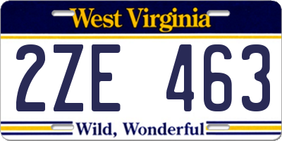 WV license plate 2ZE463