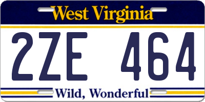 WV license plate 2ZE464