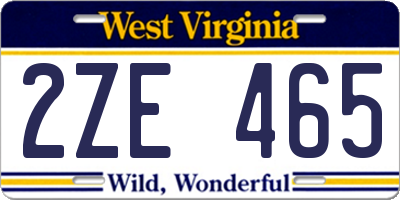 WV license plate 2ZE465