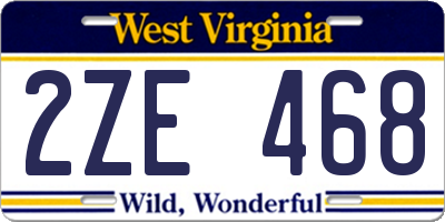 WV license plate 2ZE468