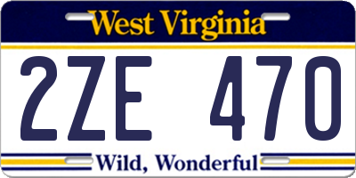 WV license plate 2ZE470