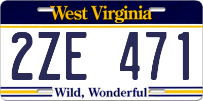 WV license plate 2ZE471
