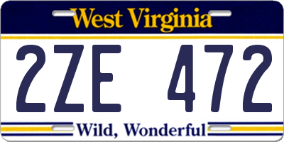WV license plate 2ZE472