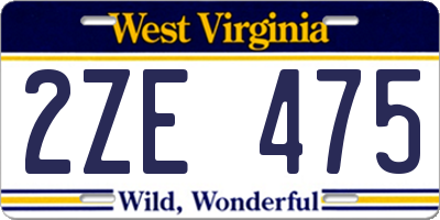 WV license plate 2ZE475
