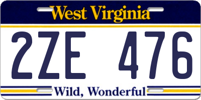 WV license plate 2ZE476