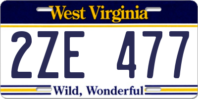 WV license plate 2ZE477