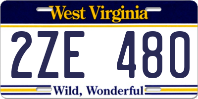 WV license plate 2ZE480