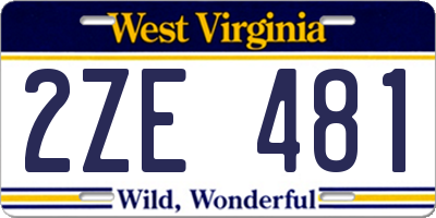 WV license plate 2ZE481