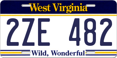 WV license plate 2ZE482