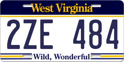WV license plate 2ZE484