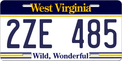 WV license plate 2ZE485
