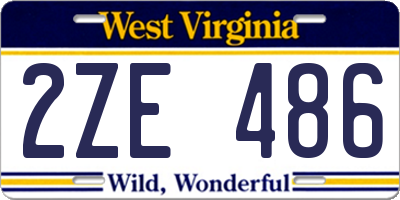 WV license plate 2ZE486