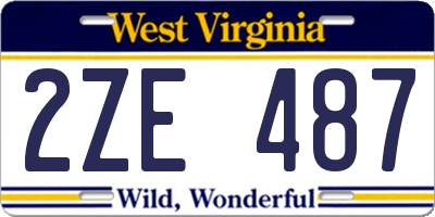 WV license plate 2ZE487