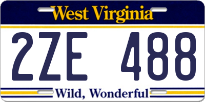 WV license plate 2ZE488