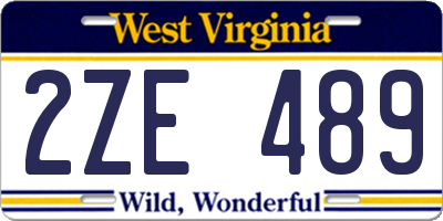 WV license plate 2ZE489
