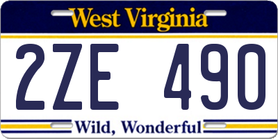 WV license plate 2ZE490