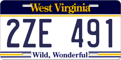 WV license plate 2ZE491