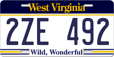 WV license plate 2ZE492