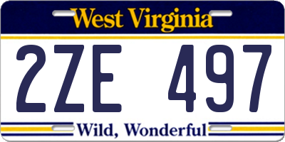 WV license plate 2ZE497