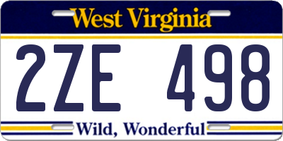 WV license plate 2ZE498