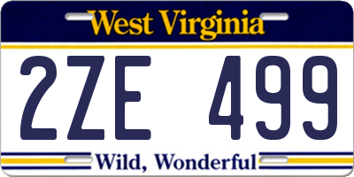 WV license plate 2ZE499