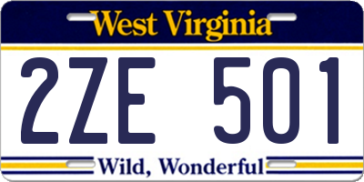 WV license plate 2ZE501
