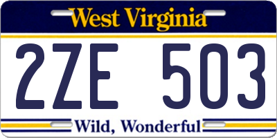 WV license plate 2ZE503
