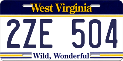 WV license plate 2ZE504