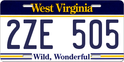 WV license plate 2ZE505