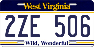 WV license plate 2ZE506