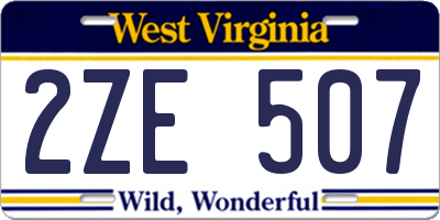WV license plate 2ZE507
