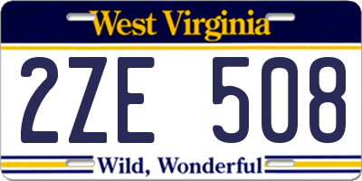 WV license plate 2ZE508